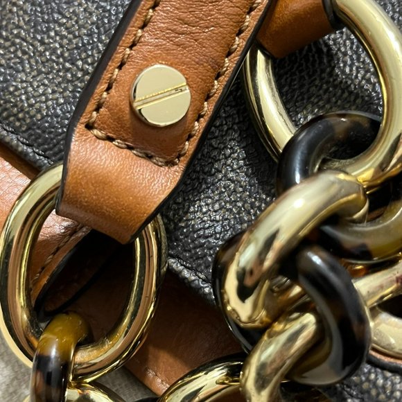 Michael Kors Cynthia Leather Satchel Signature Handbag - Picture 15 of 15